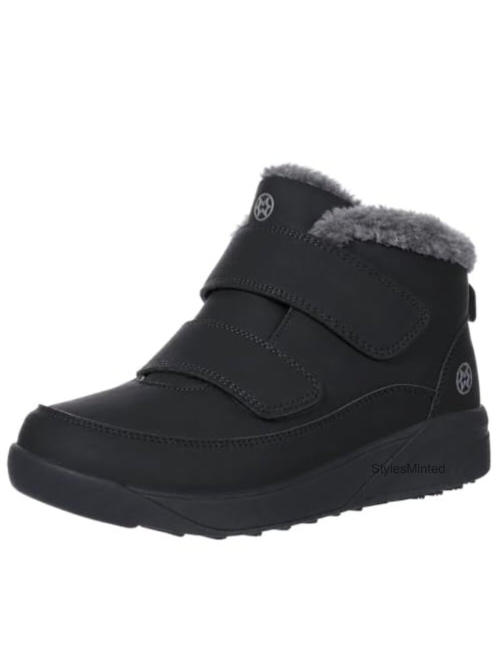 Men's Wide Width Snow Boots Faux Leather Faux Fur Lined Water Resistant